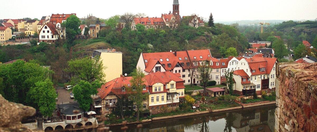 Halle (Saale), view from the Giebichenstein Castle to the suburb Kröllwitz