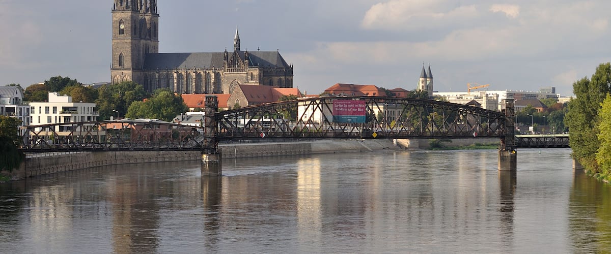 This is a photograph of an architectural monument. It is on the list of cultural monuments of Magdeburg