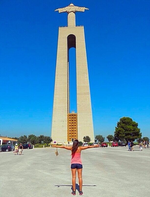 Santuario Nacional de Cristo Rei: Christ the King statue (Portuguese: Cristo Rei) is a Catholic monument and shrine dedicated to the Sacred Heart of Jesus Christ overlooking the city of Lisbon in the central part of Portugal. It was inspired by the Christ the Redeemer statue in Rio de Janeiro (Brazil), after the Cardinal Patriarch of Lisbon visited that monument.

#Architecture #blue skies