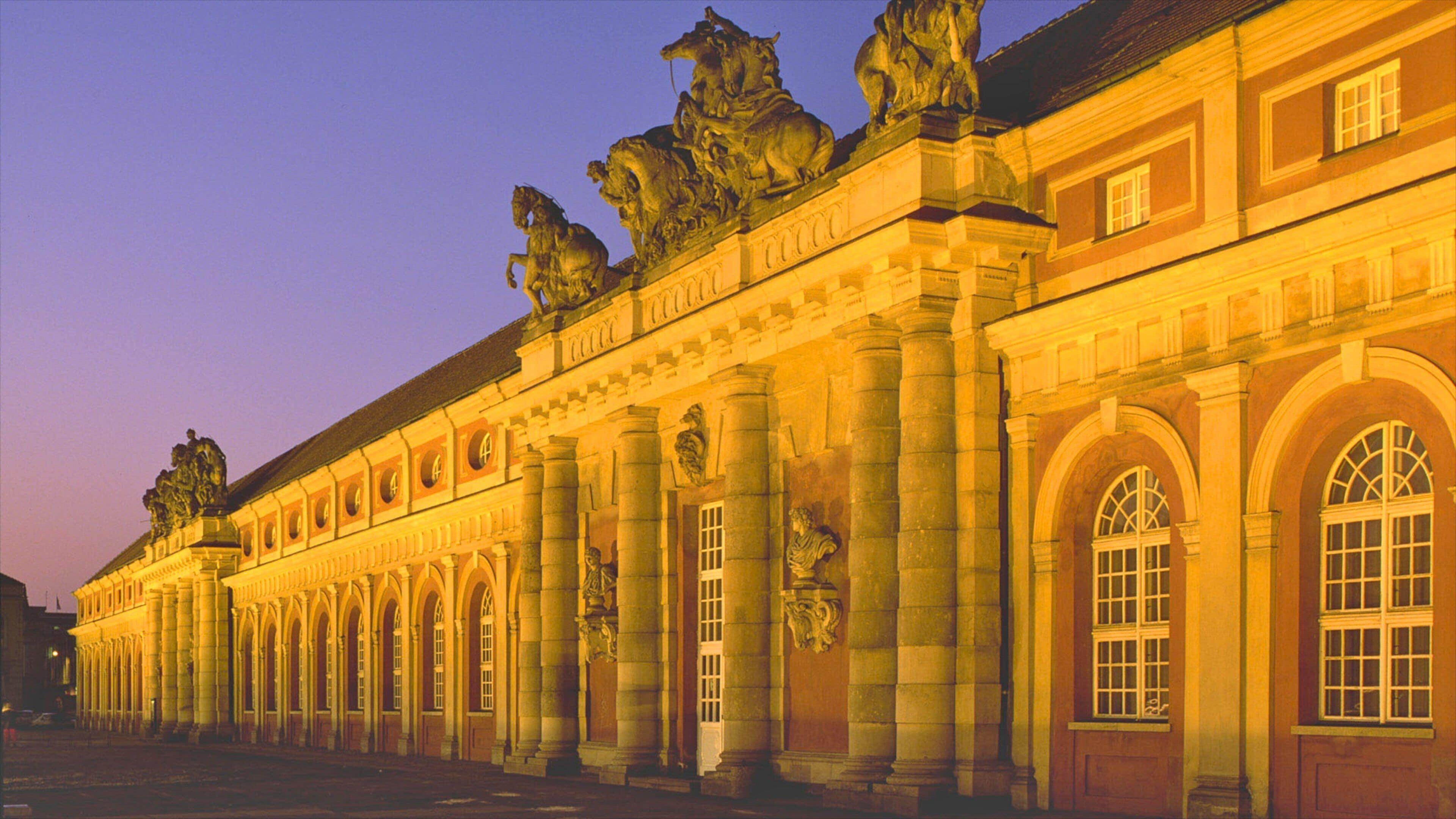 Potsdam showing night scenes, chateau or palace and heritage architecture