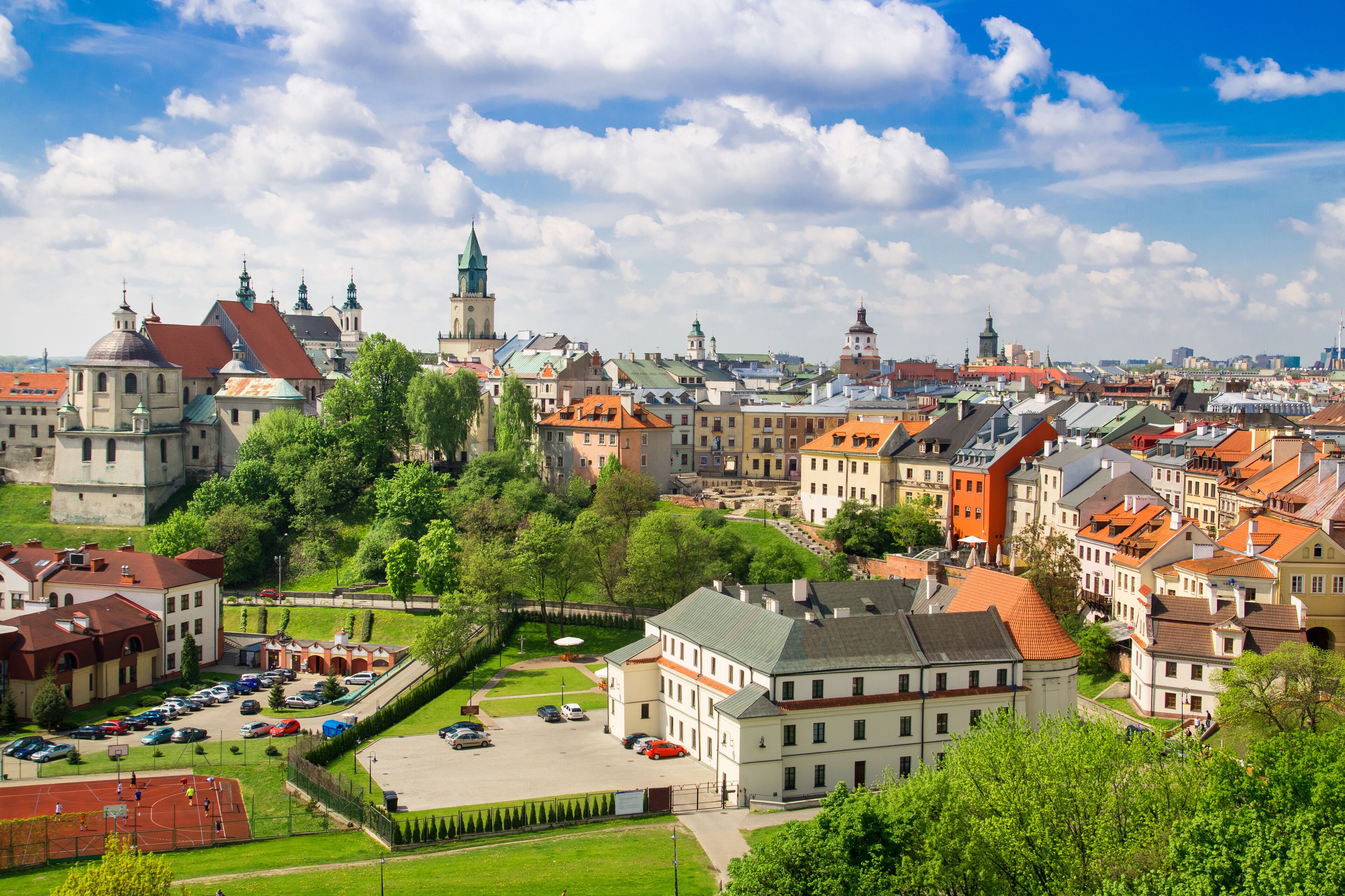 Panorama of old town in City of Lublin, Poland