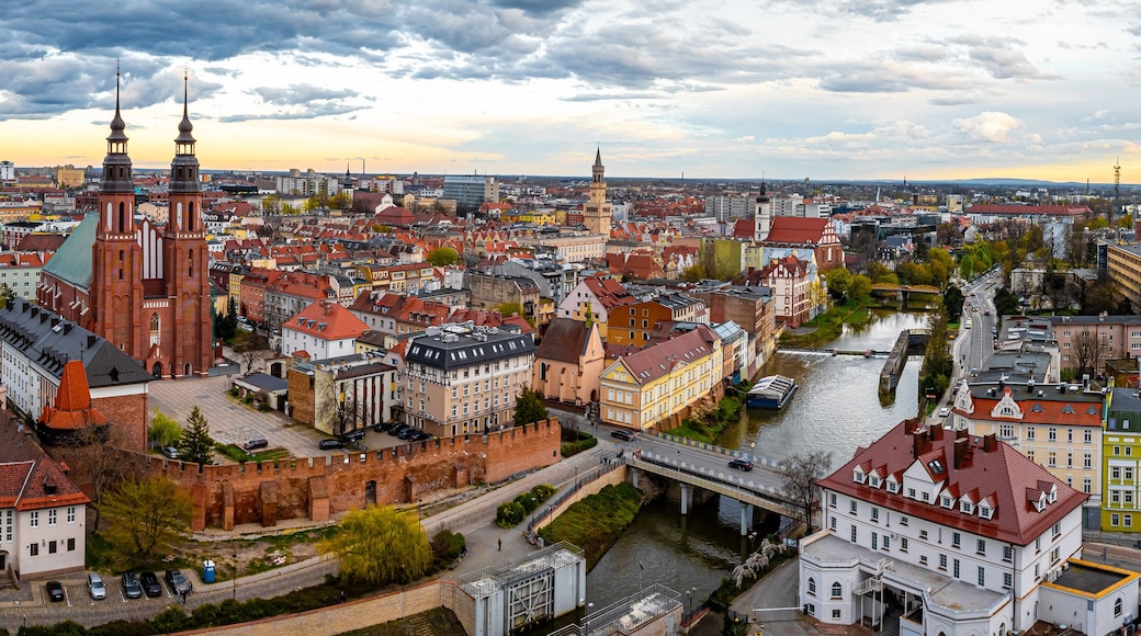 Aerial view of Opole, a city located in southern Poland on the Oder River and the historical capital of Upper Silesia