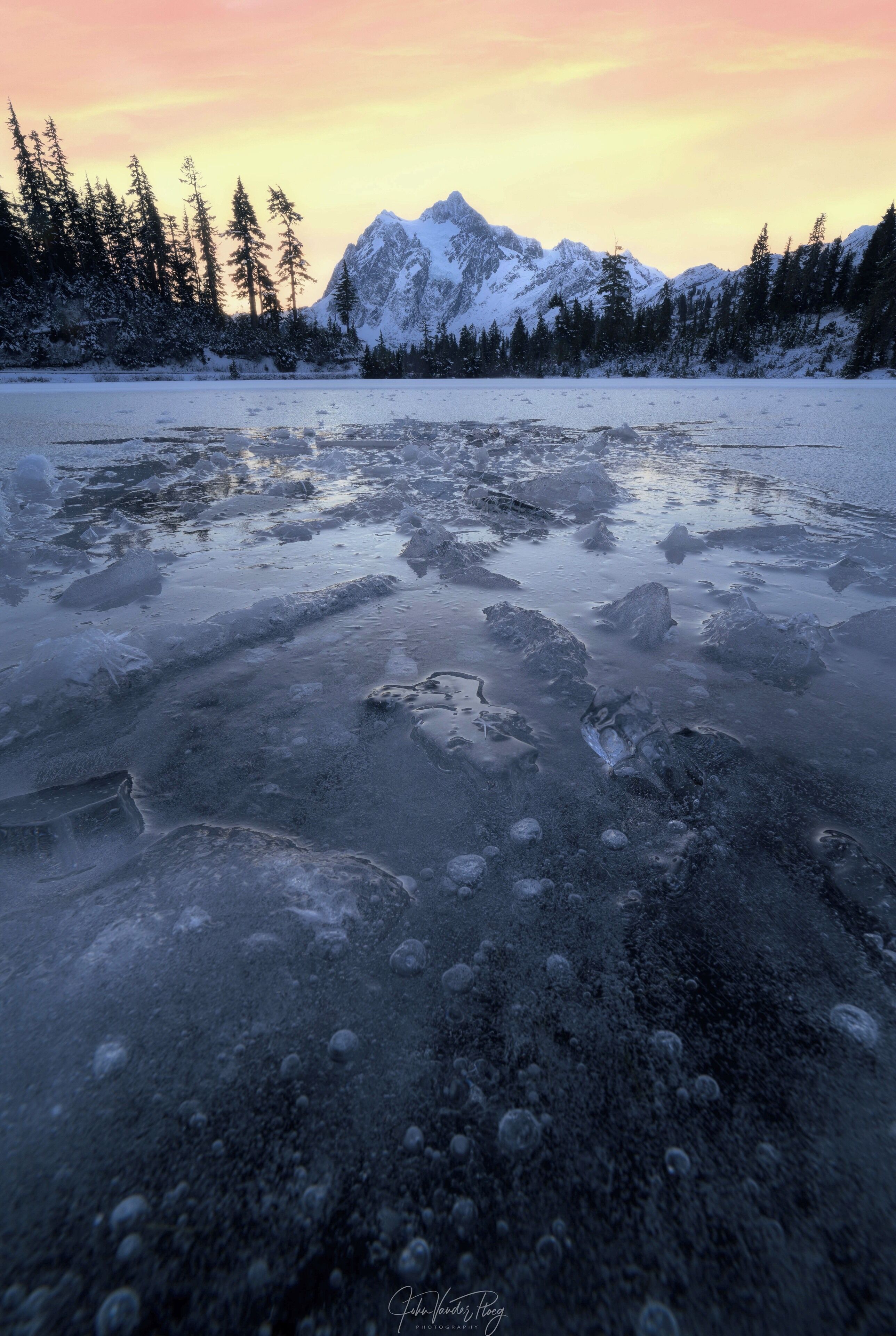 Picture lake is a great spot to take photos year, soon this ice will be covered with snow!