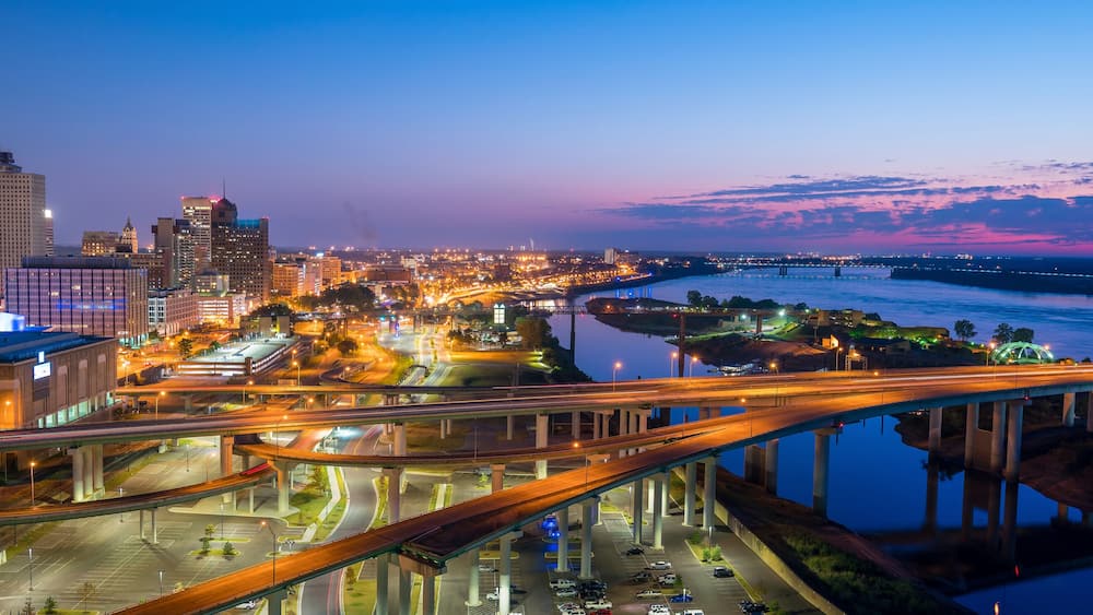 Aerial view of downtown Memphis