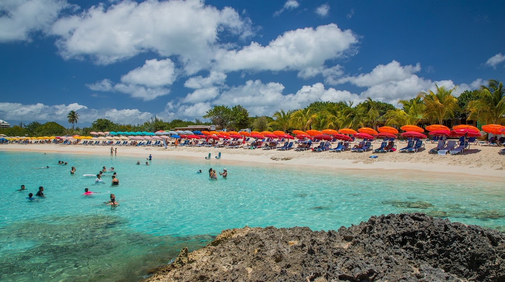 Mullet Bay Beach featuring swimming, tropical scenes and a beach
