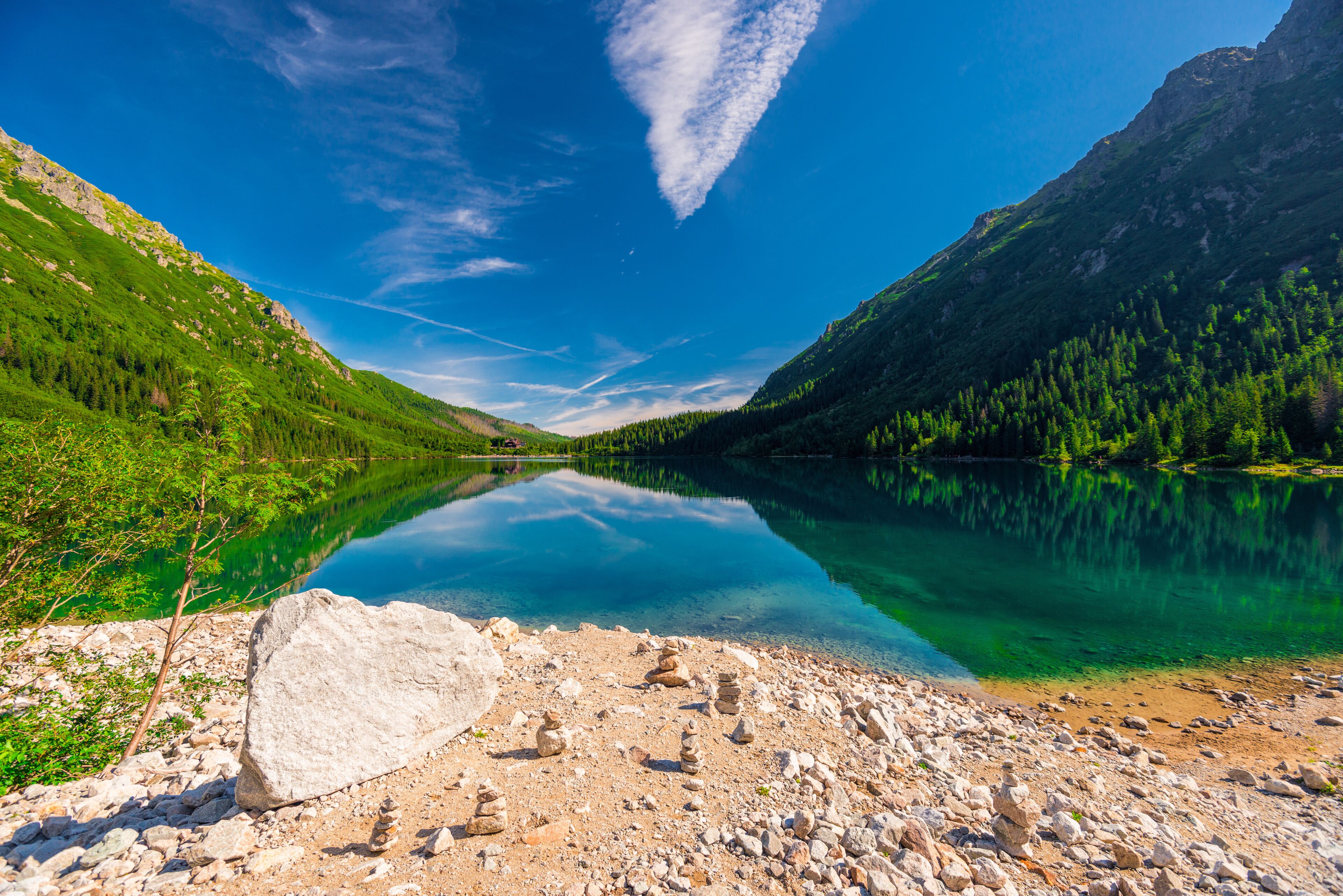 Beach Lake Morskie Oko in the Tatra Mountains of Poland attraction