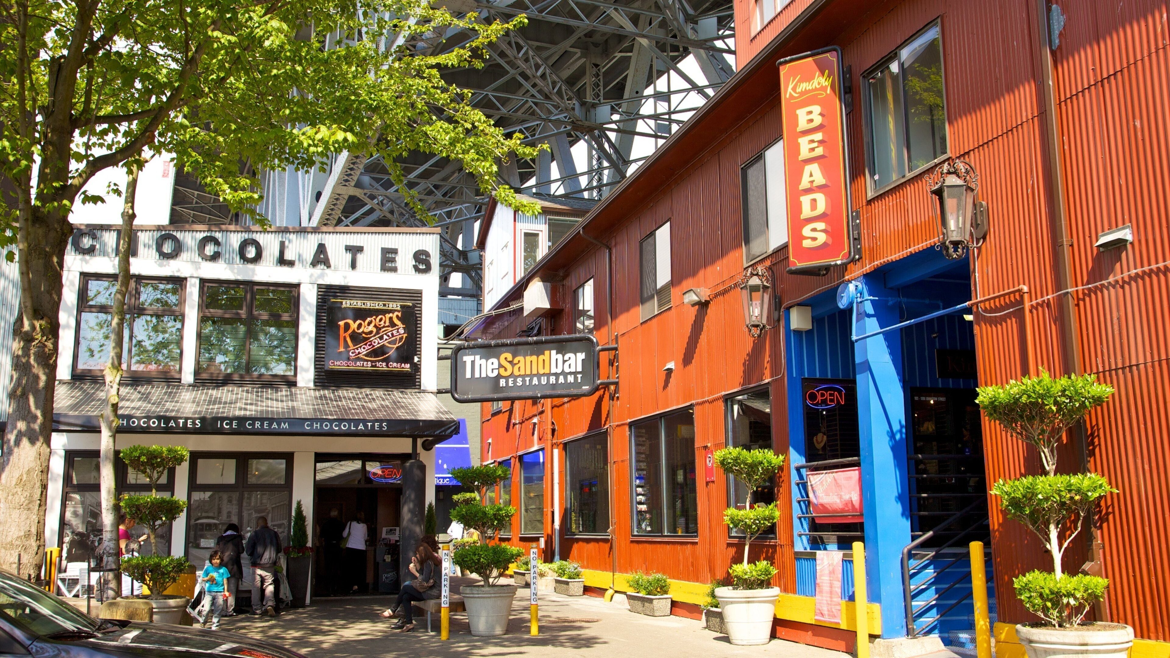 グランビル アイランド パブリック マーケット 表示 ストリート シーン, 都市 と 標識