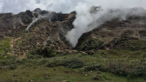 Sulfer fumes coming out of this active volcano on the island of Guadeloupe. (1457m)