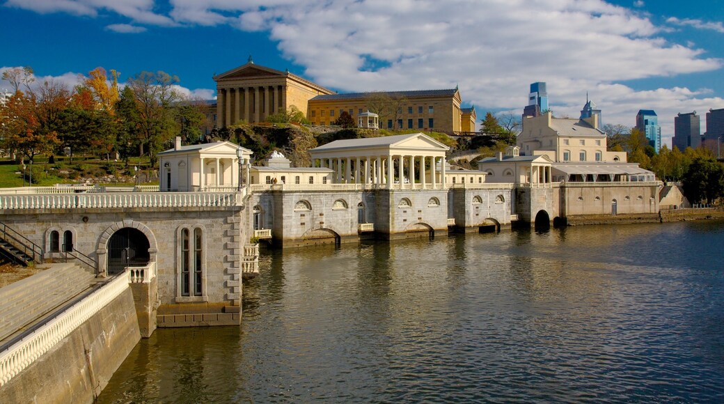 Exploring Fairmount Park along the Schuylkill River in Philadelphia with historic architecture and beautiful greenery