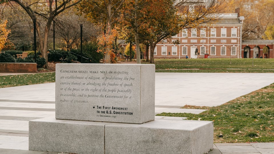 Independence National Historical Park showing signage and a garden