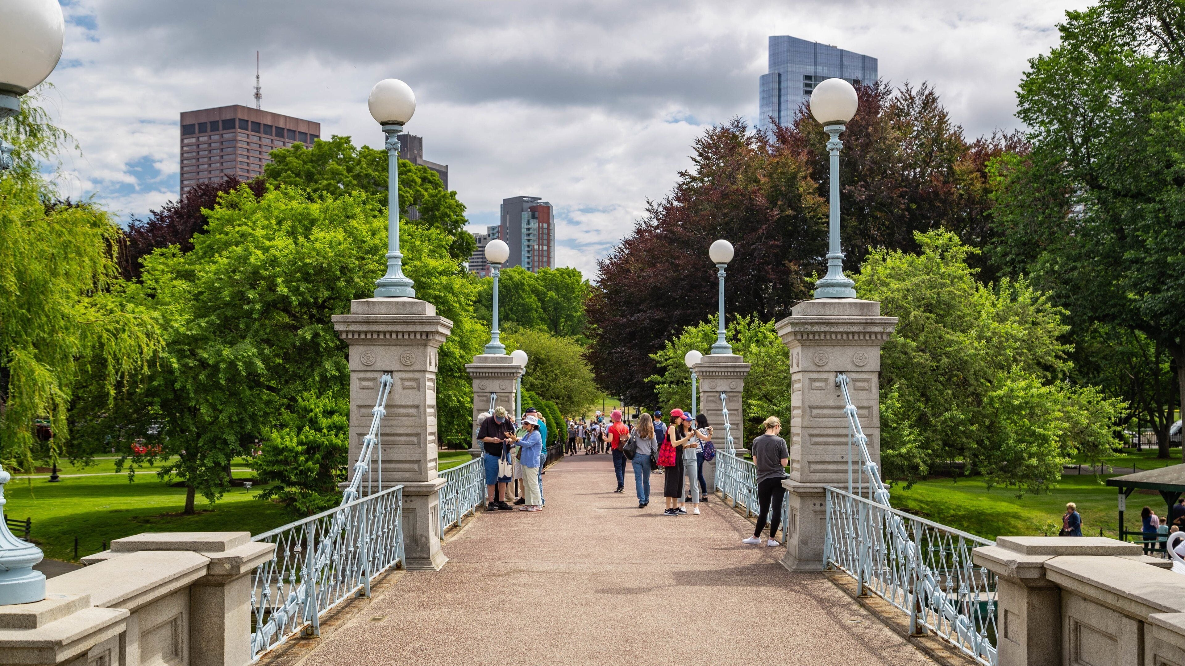Boston Public Garden featuring a park and a bridge