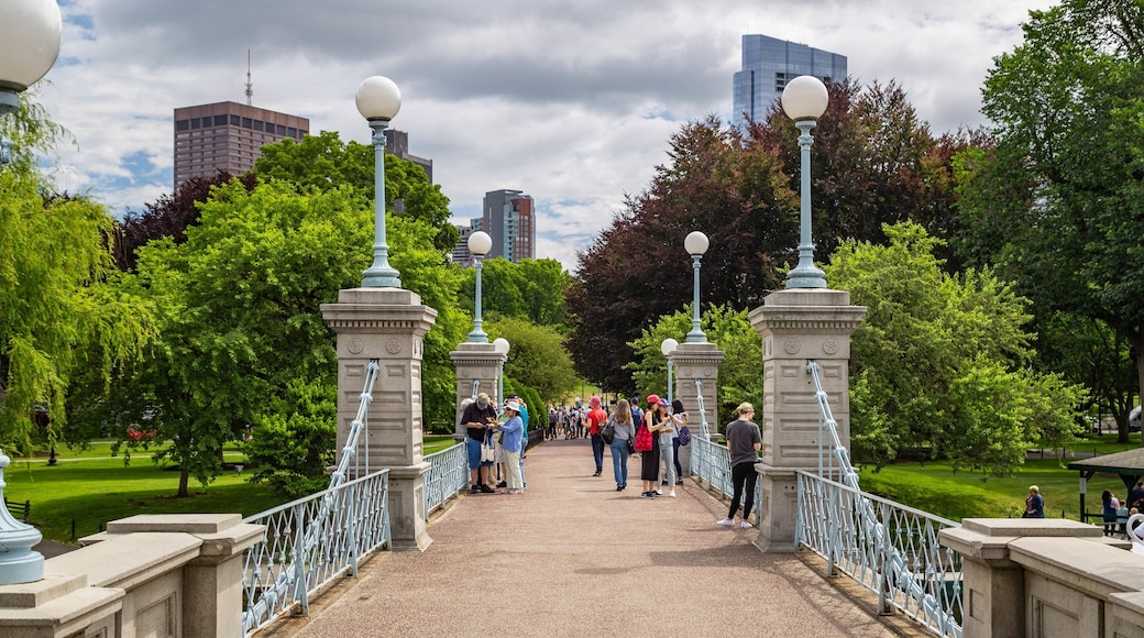 Boston Public Garden featuring a park and a bridge