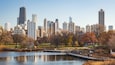 Lincoln Park showing a city and a lake or waterhole