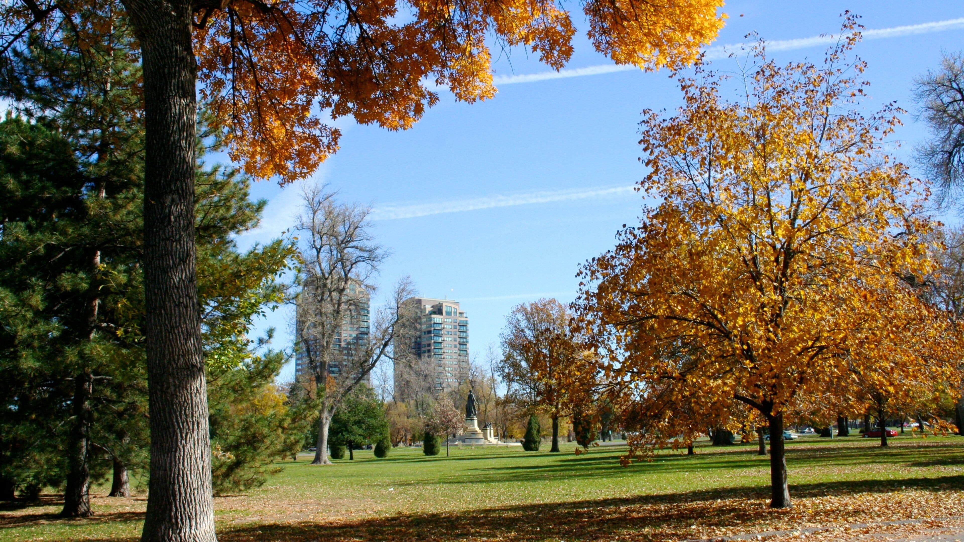 City Park which includes a garden, a city and autumn colours