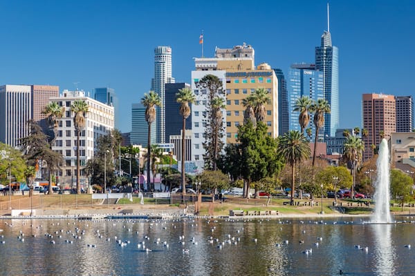 MacArthur Park featuring a bay or harbor and a city