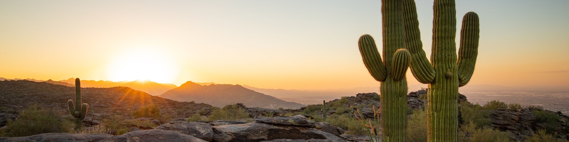 South Mountain Park featuring desert views and a sunset