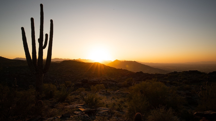 South Mountain Park featuring desert views and a sunset