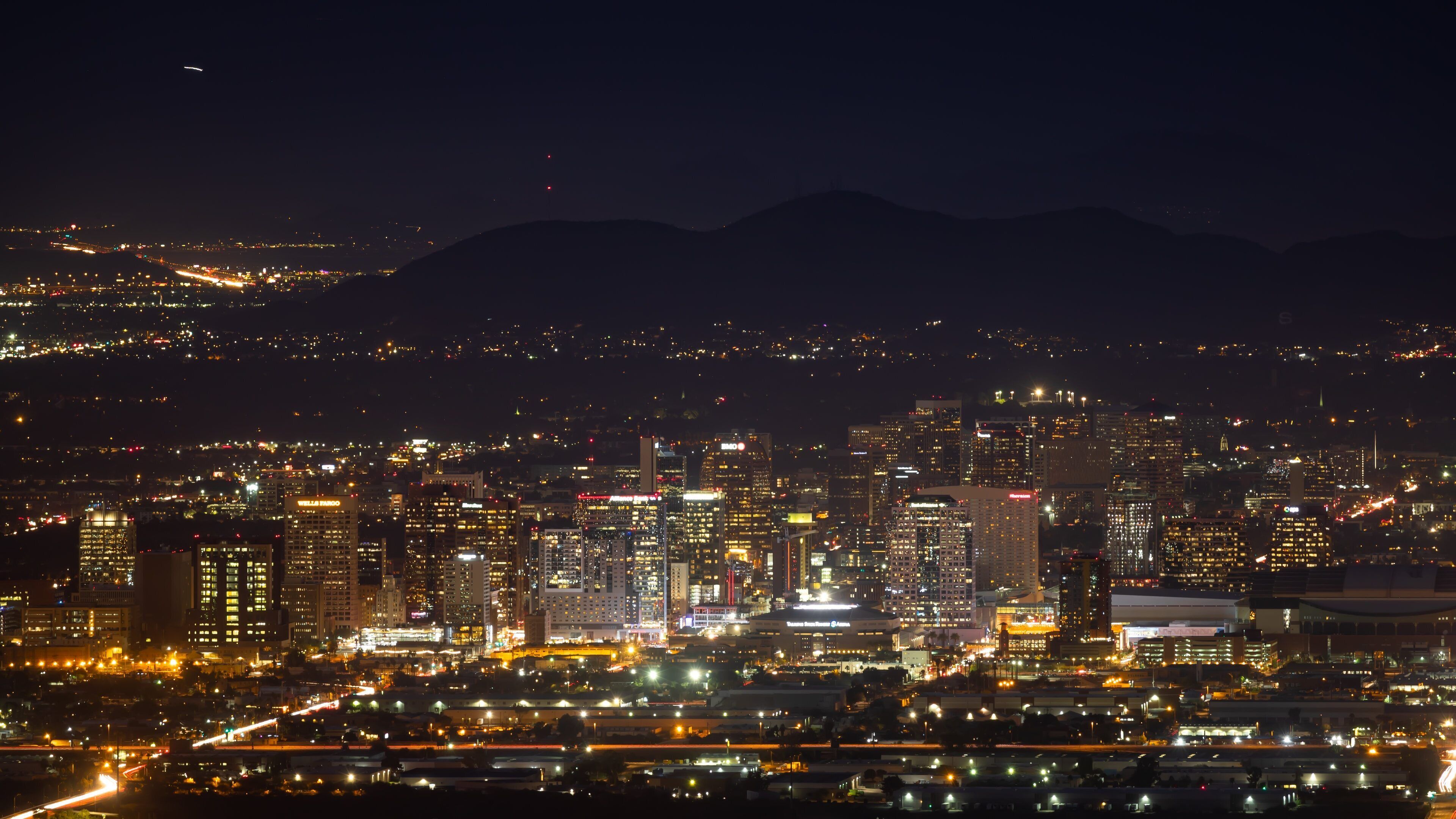 South Mountain Park featuring a city, night scenes and landscape views