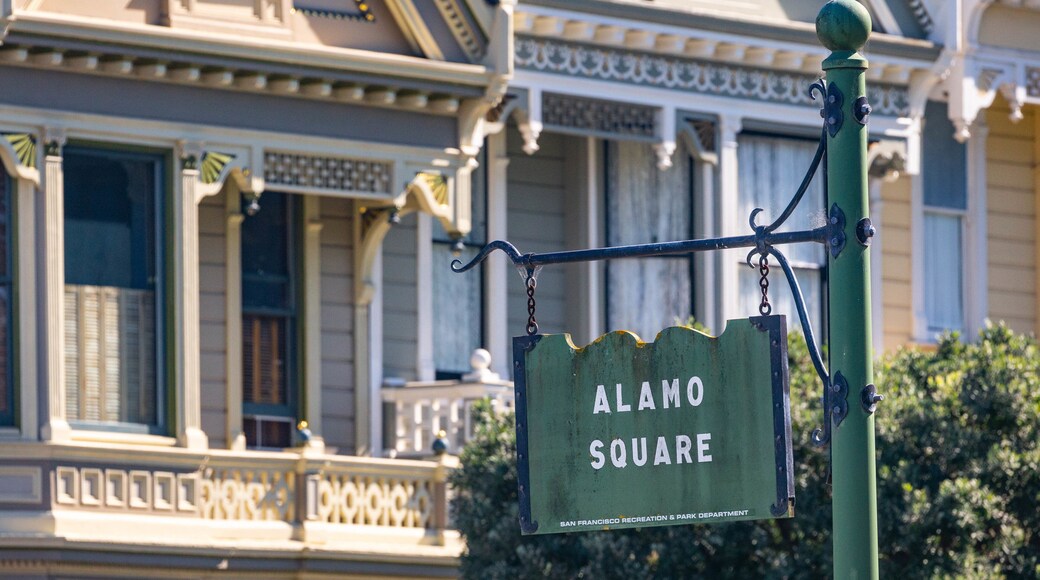 Alamo Square showing signage