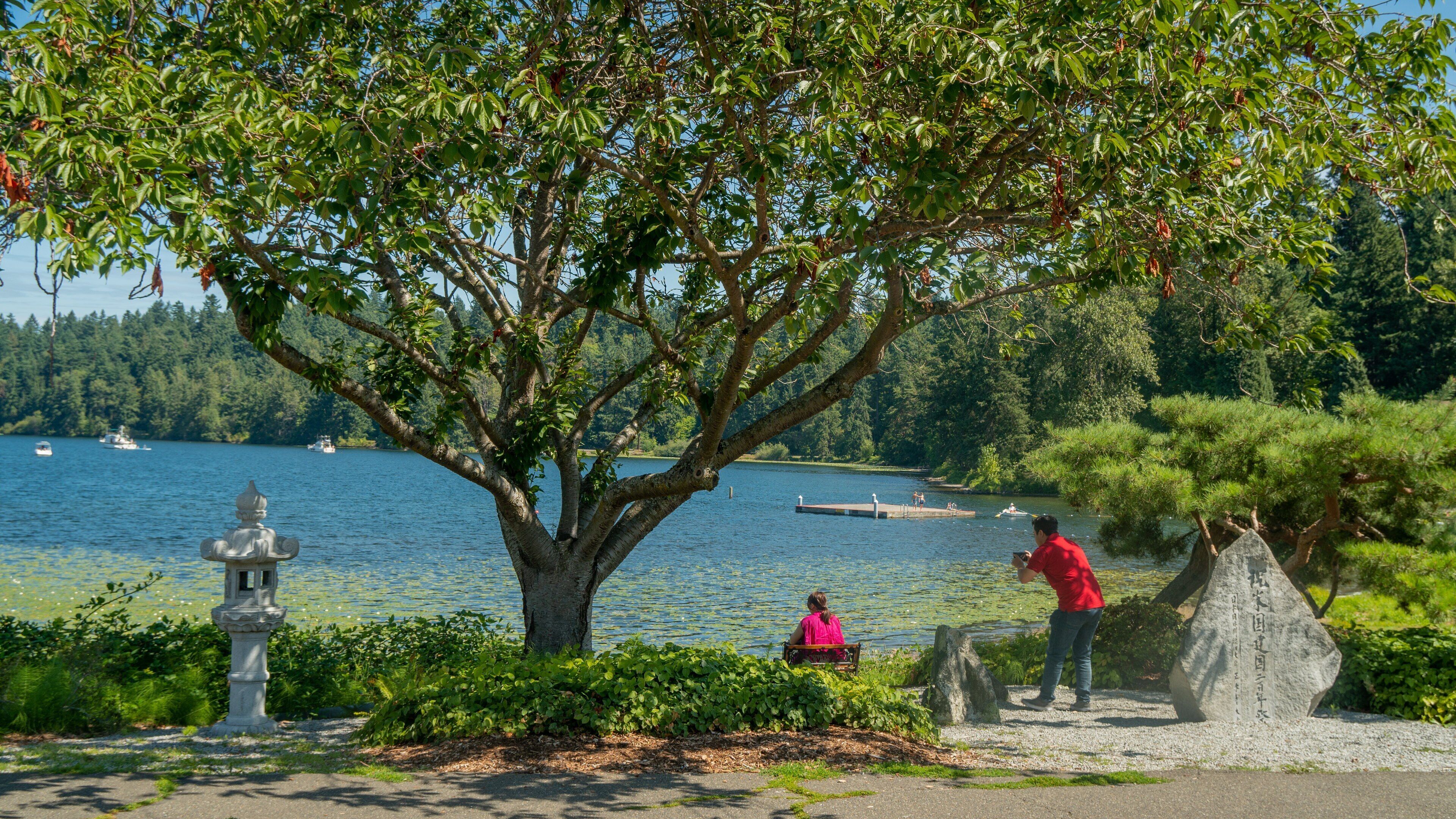 Seward Park featuring a lake or waterhole as well as a couple