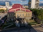 Beautiful aerial view of the Cultural plaza and the National theater on the streets of San Jose