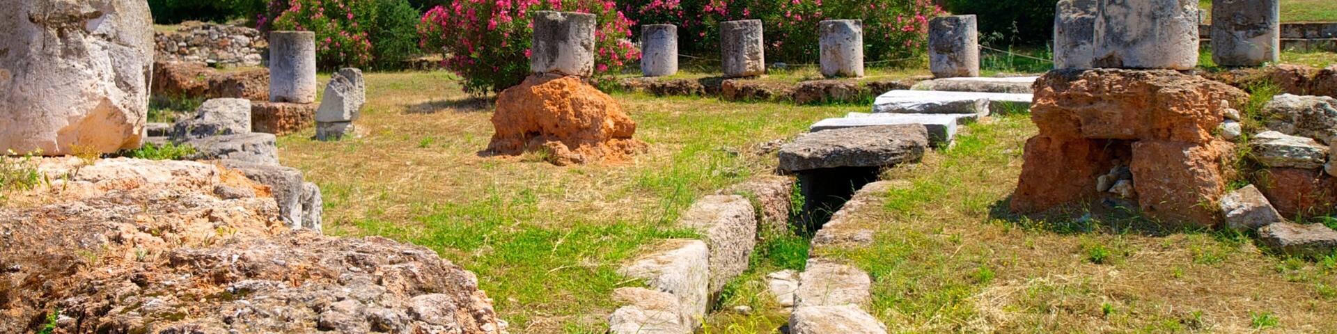 Ancient Agora which includes building ruins, heritage architecture and heritage elements