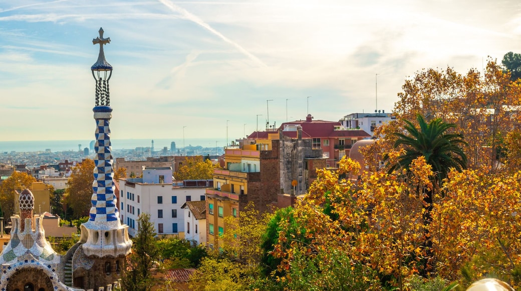 Panoramic view of Park Guell in Barcelona, Catalunya Spain.