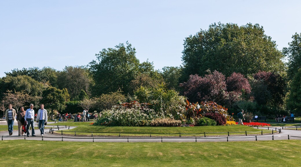 St. Stephen\'s Green which includes a garden as well as a small group of people