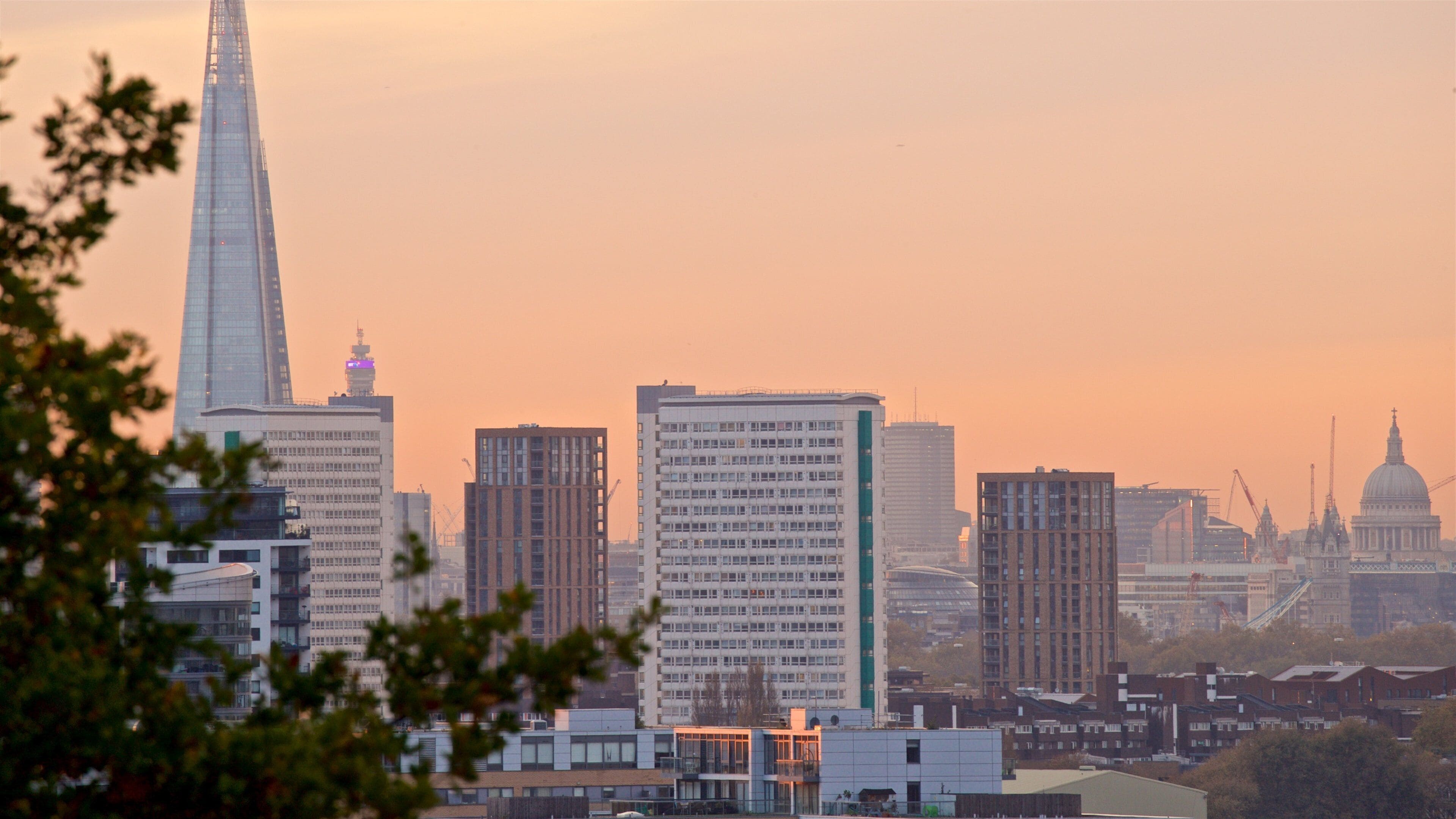 Greenwich Park which includes a sunset, a city and landscape views