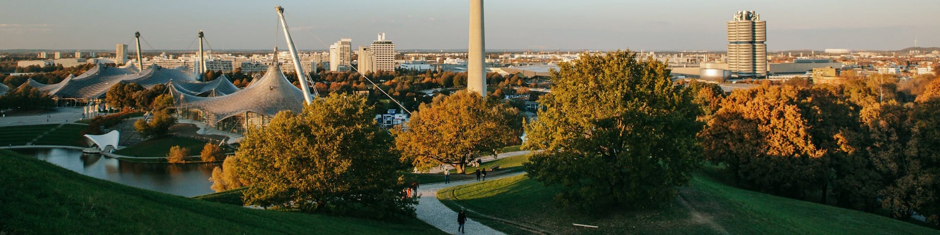 Olympic Park which includes landscape views, a monument and a city