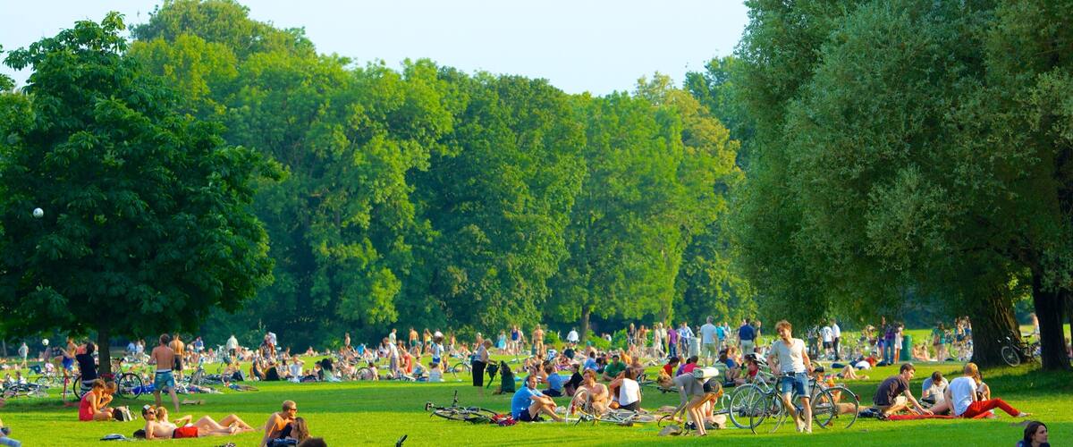 English Garden featuring picnicking and a park as well as a large group of people