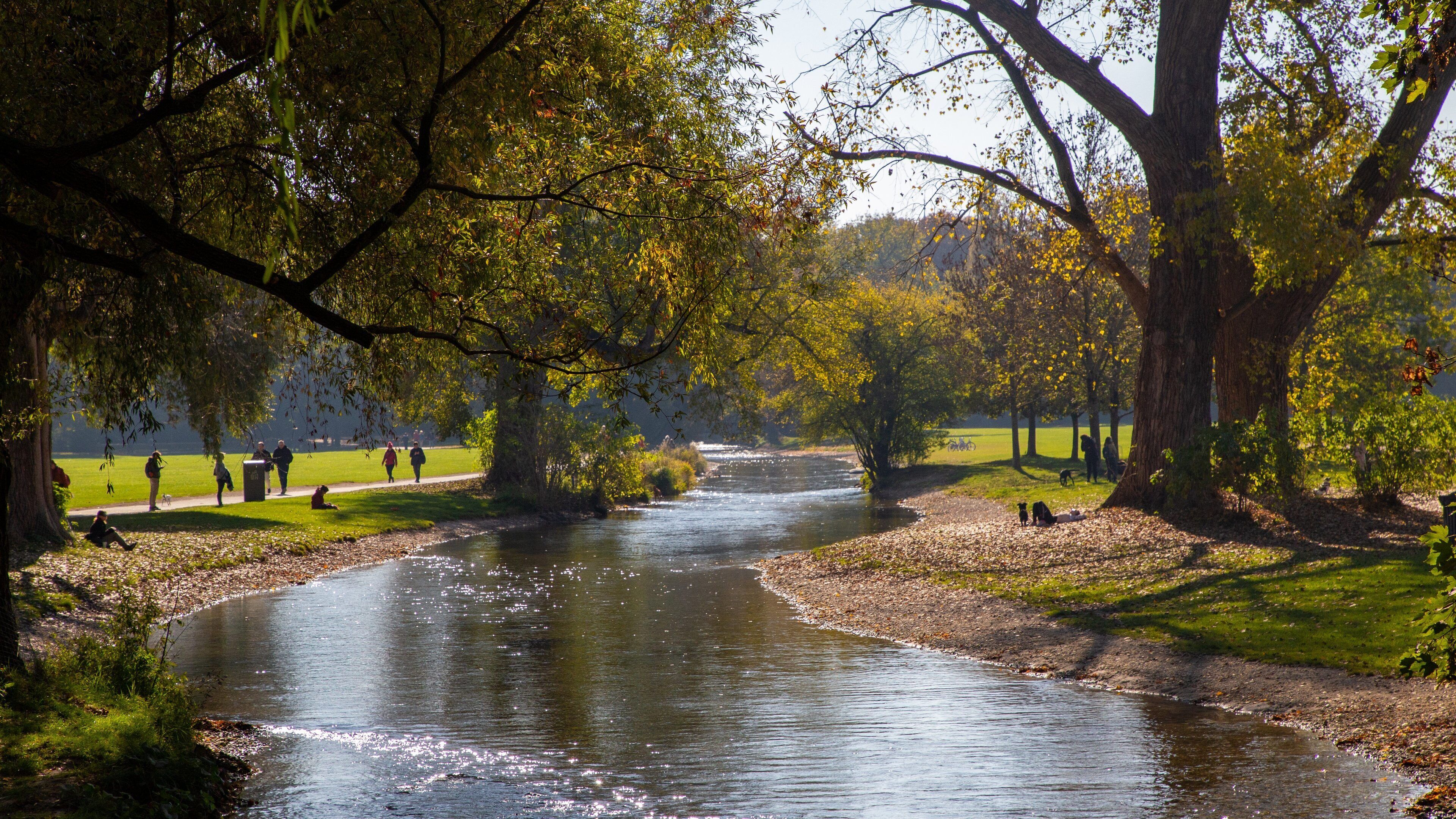 English Garden showing a park and a river or creek