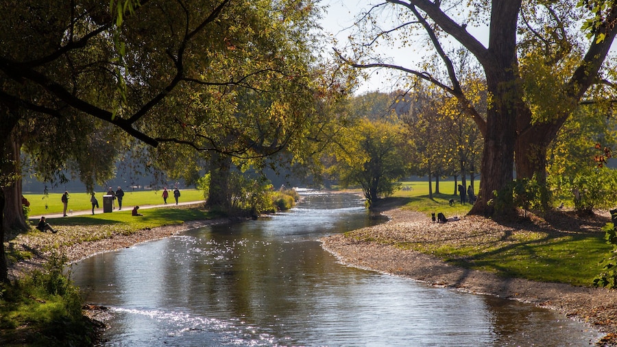 English Garden showing a park and a river or creek