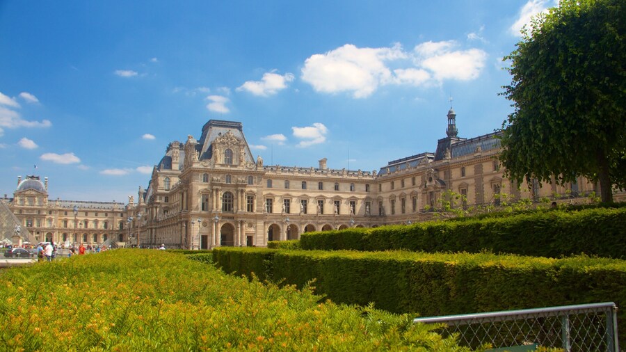 Jardines de las Tullerías mostrando elementos del patrimonio, patrimonio de arquitectura y un jardín