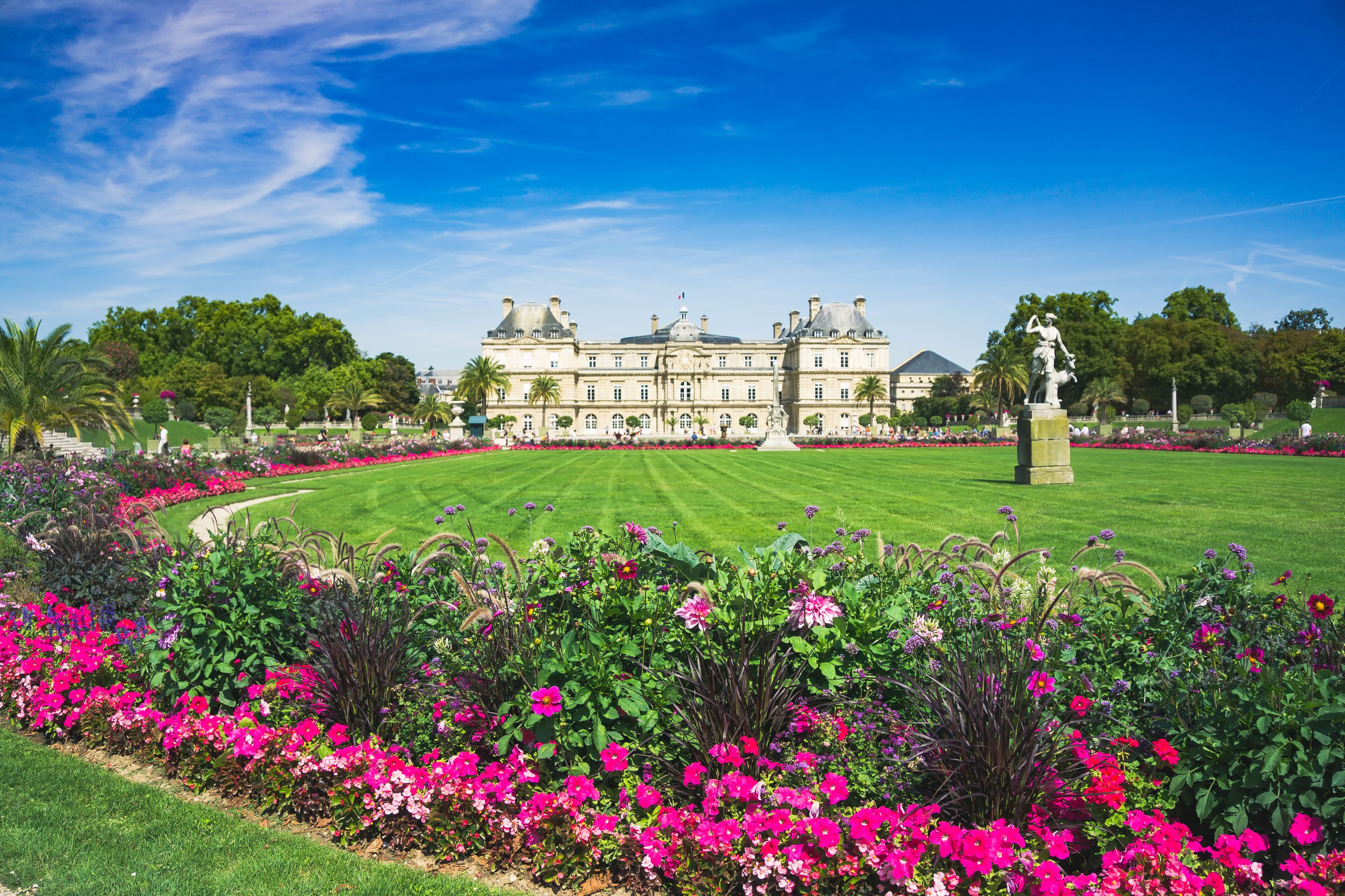 Luxembourg Gardens with Luxembourg Palace in summer, Paris, France