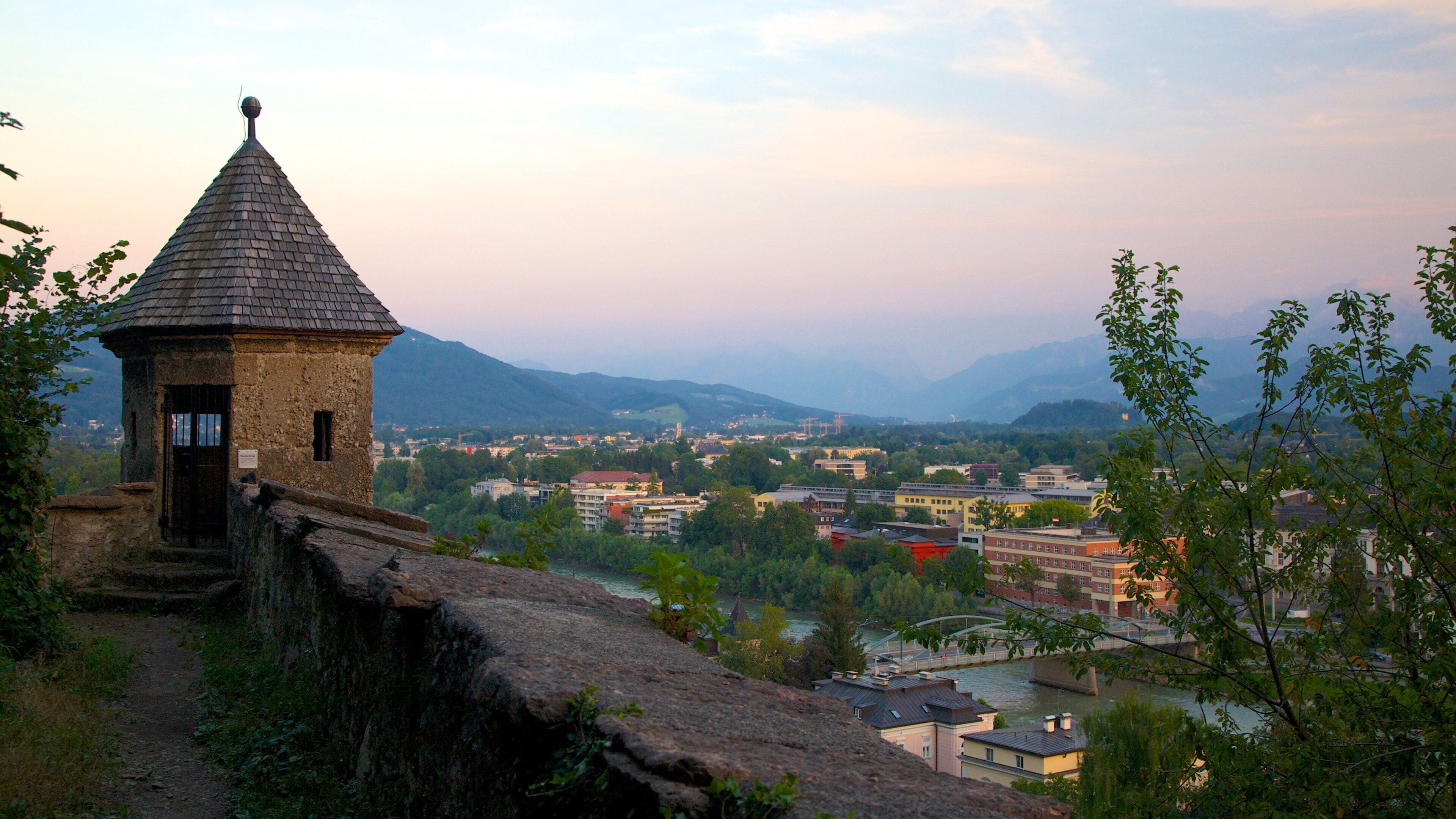 Kapuzinerberg Hill featuring heritage architecture, views and a river or creek
