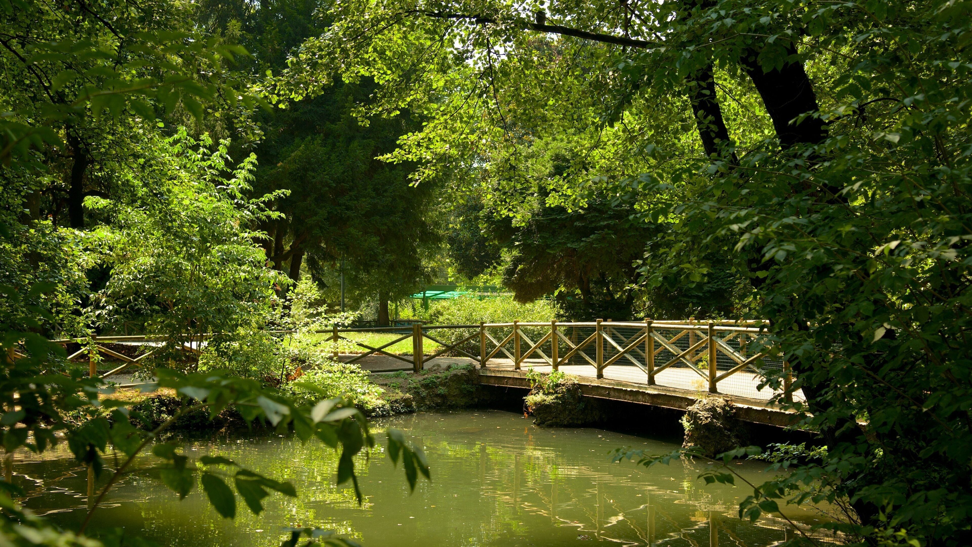 Giardini Pubblici Indro Montanelli mostrando un parque y un estanque