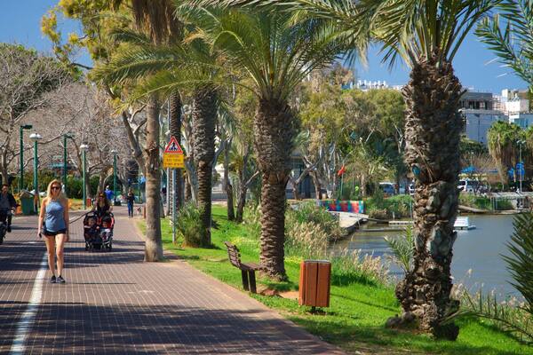 Yarkon Park showing hiking or walking and a park as well as an individual femail