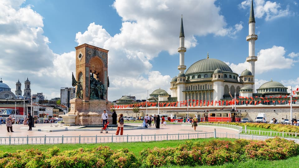 The Taksim Mosque and the Republic Monument, Istanbul, Turkey