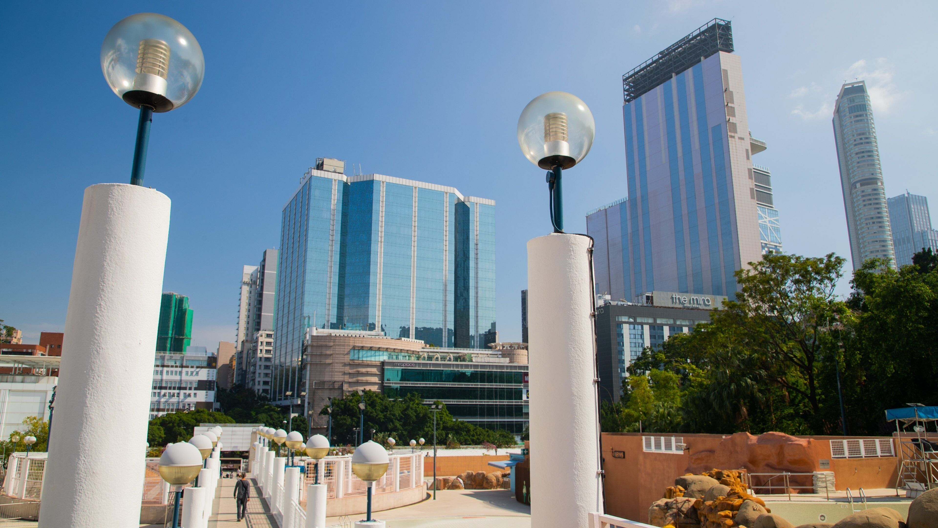 Kowloon Park showing a city