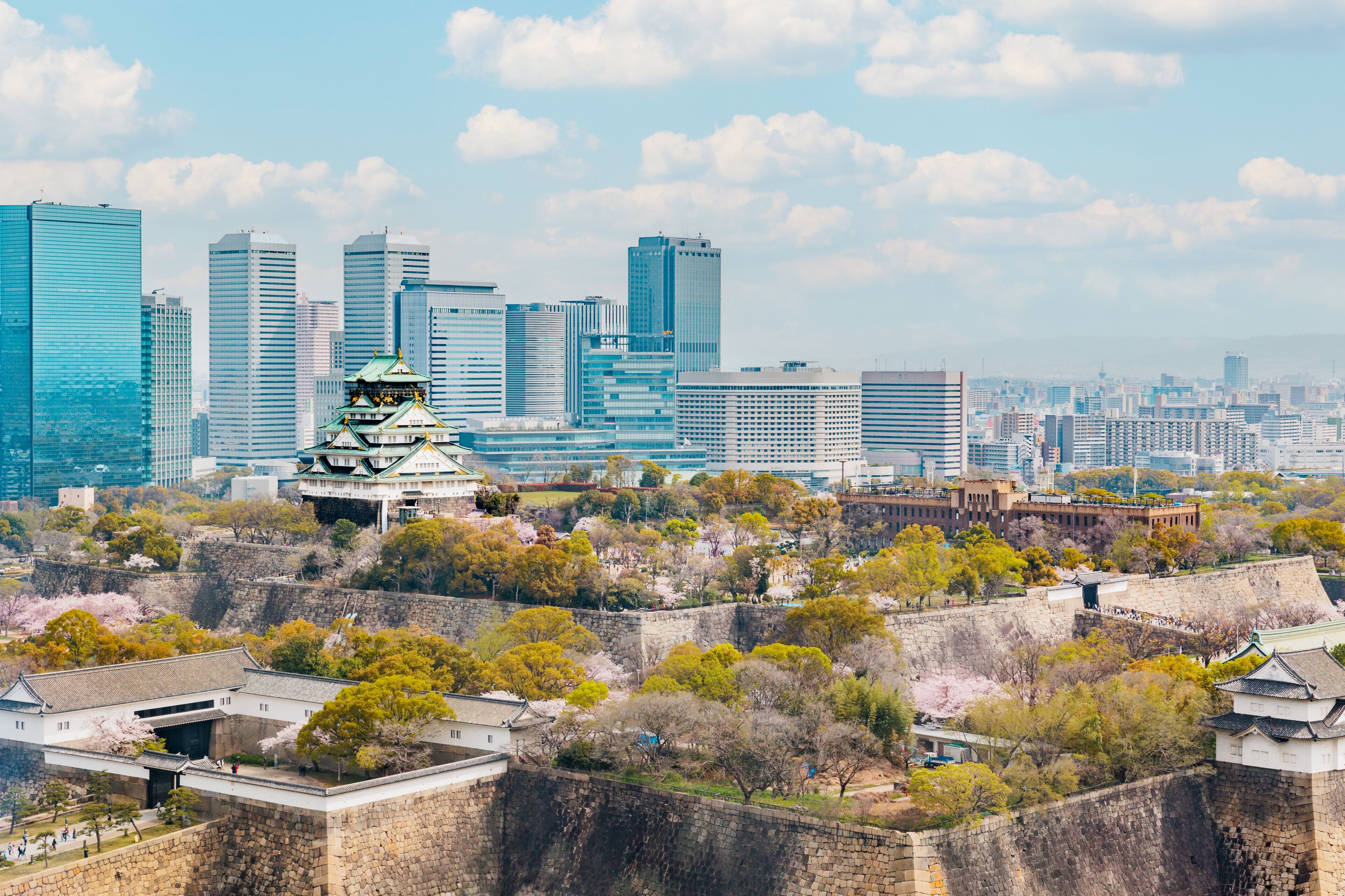 春の大阪城と桜