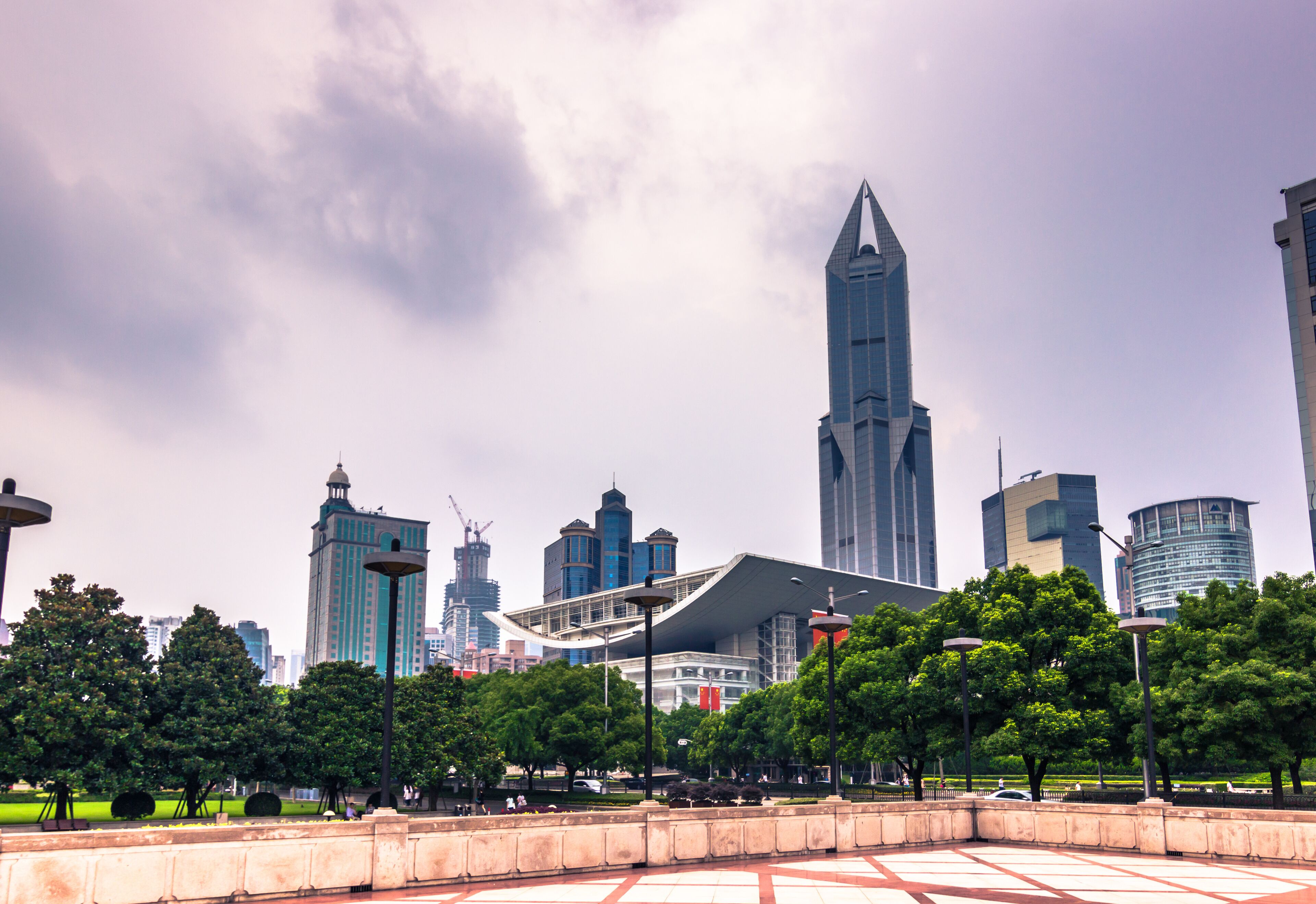 Shanghai, China - July 25, 2014: Downtown of Shanghai from the People's Square