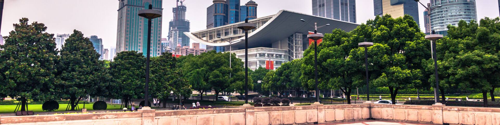 Shanghai, China - July 25, 2014: Downtown of Shanghai from the People's Square