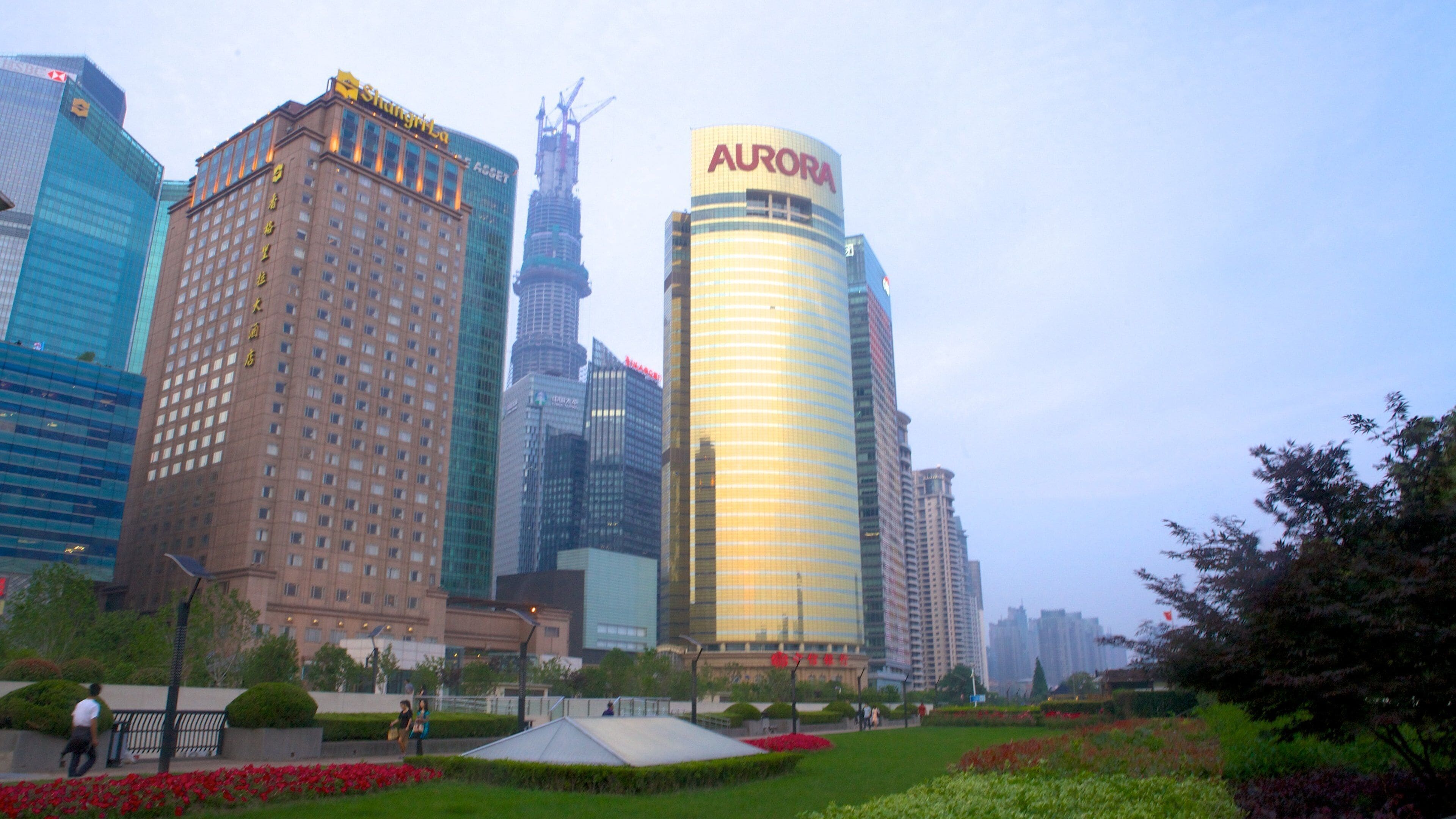 Pudong Riverside Promenade and Park featuring a city, a high-rise building and cbd