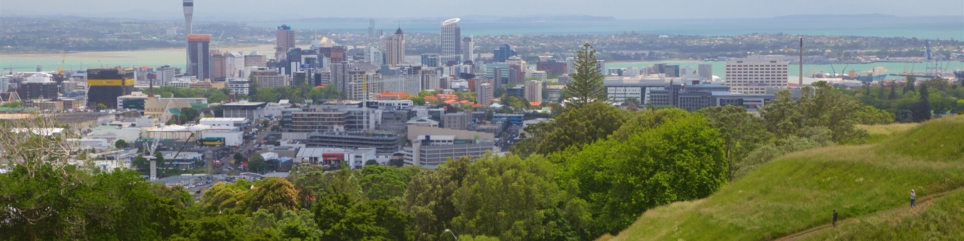 Mt. Eden que inclui paisagem e uma cidade