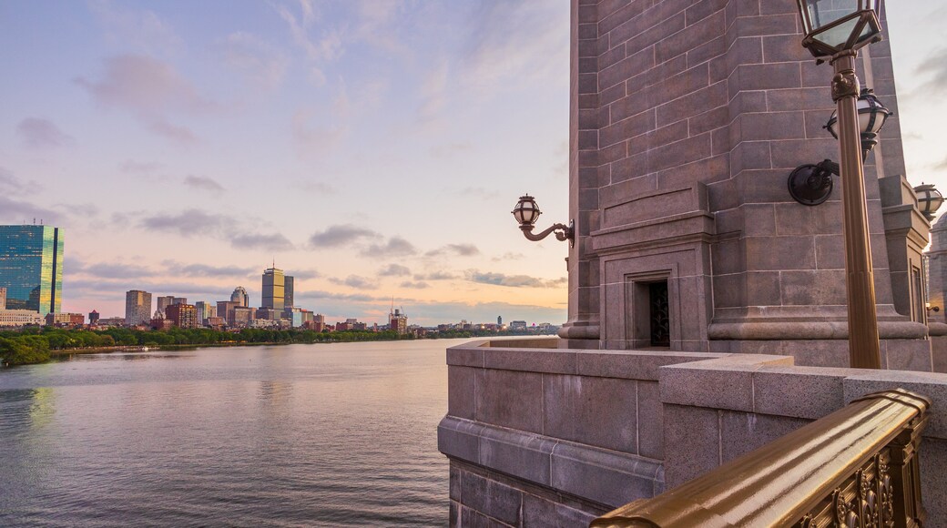 Longfellow Bridge which includes a bridge, a river or creek and a sunset