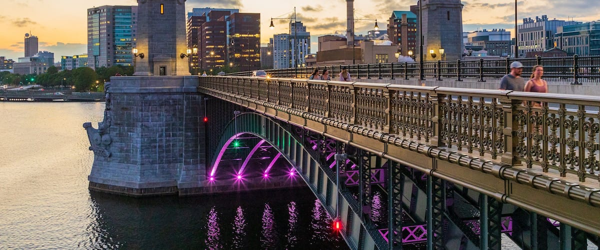 Longfellow Bridge which includes a city, a bridge and a river or creek