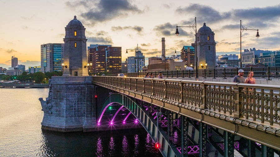 Longfellow Bridge which includes a city, a bridge and a river or creek