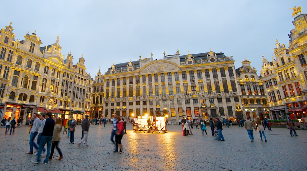 La Grand Place featuring a castle, a city and a square or plaza