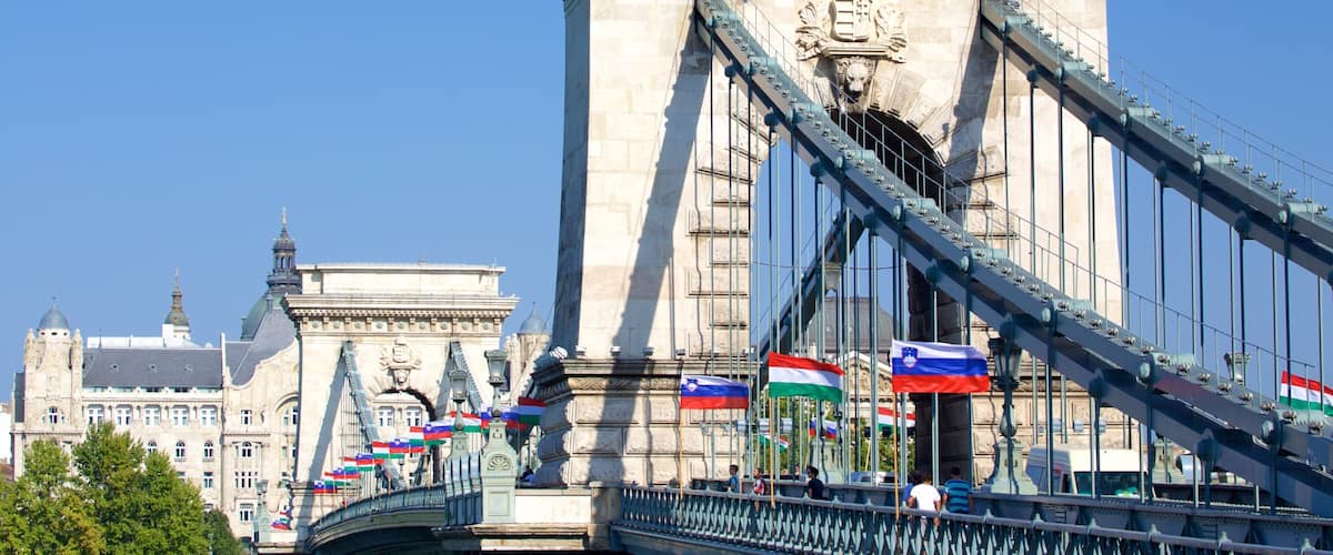 Szechenyi Chain Bridge which includes heritage architecture and a bridge